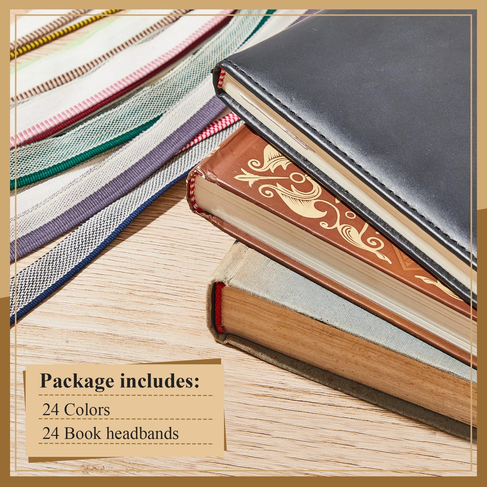 24 Pcs Book Binding Headbands 11.8 Inches Long 0.5 Inch Wide Cotton Book End …