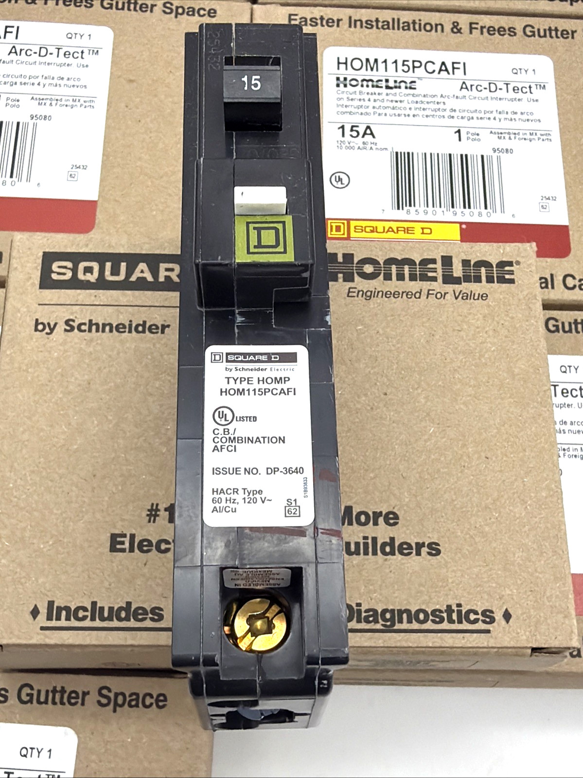 SQUARE D HOM115PCAFI 15A ARC FAULT AFCI PLUG-ON NEUTRAL BREAKER NEW LOT OF 10