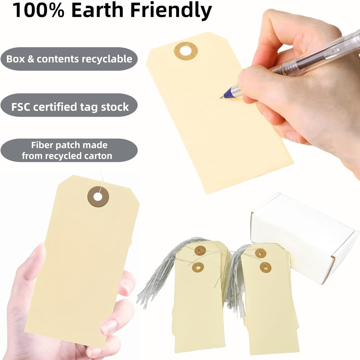 Blank Shipping Tags with Wire – 120 PCS 4 3/4″ X 2 3/8″ Manila Hang Tags for Inv