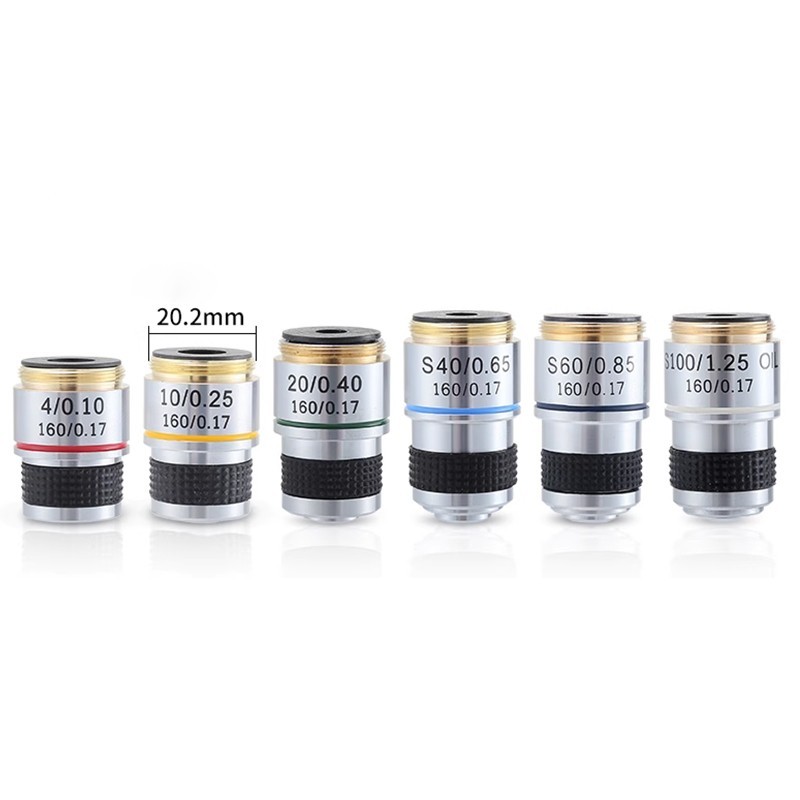 4X 10X 20X 40X 100X Achromatic Objective Lens for Biological Microscope 185mm