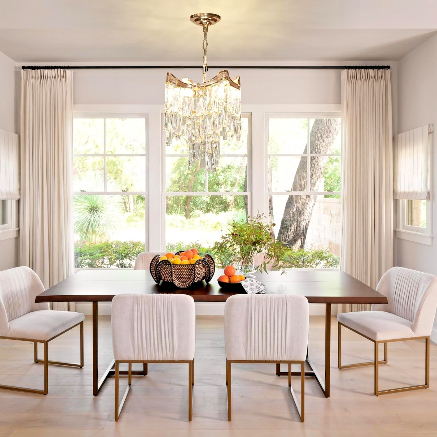 Modern Gold Crystal Chandelier 6-Light 2-Tier E12 Bulbs Included Ceiling Light