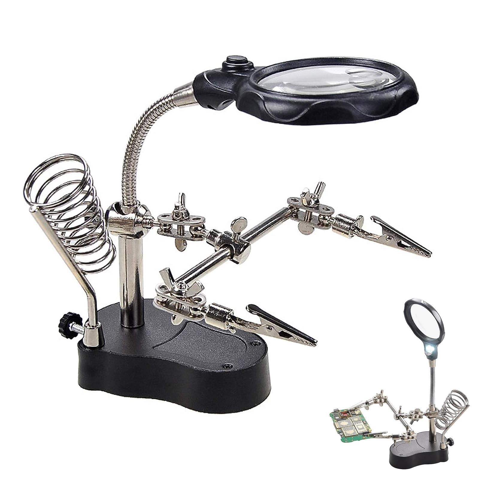 3.5X12X Helping Hands Soldering Station LED Light Magnifier Stand PCB Repair
