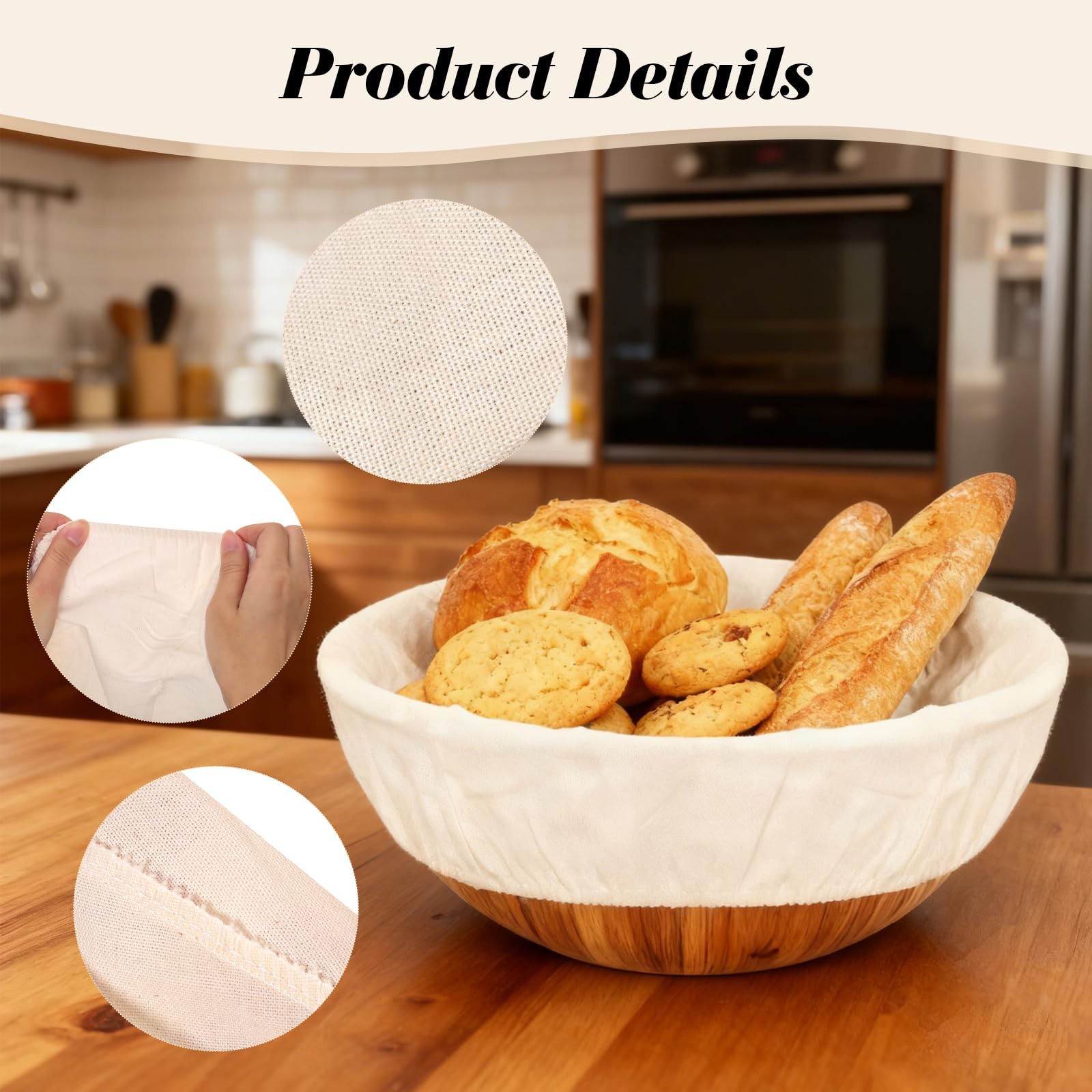 6 Pcs Beige Bread Proofing Baskets 9 Inch Round Banneton Baskets