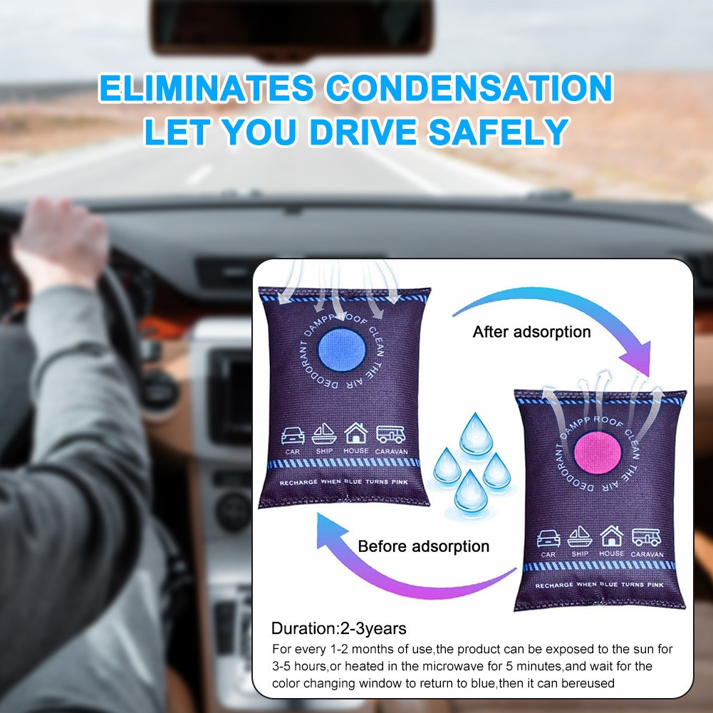 Reusable Silica Gel Car Dehumidifier Bags Windshield & Interior Moisture Control