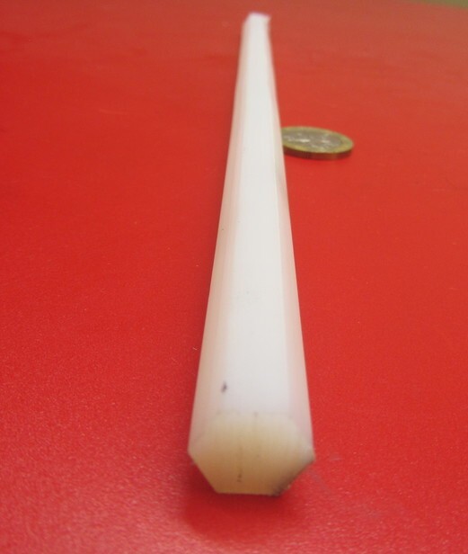 Nylon 6/6 Natural Tint Hex Rod 7/16″ (.437″) Hex x 12″ Length