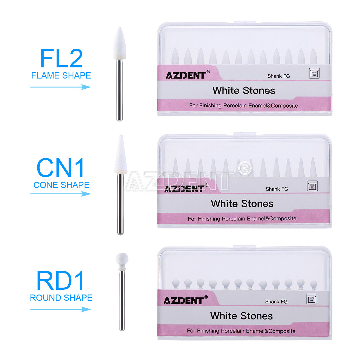 Dental Round White Stone Bur Polishing FG Burs /Dental LED High Speed Handpiece