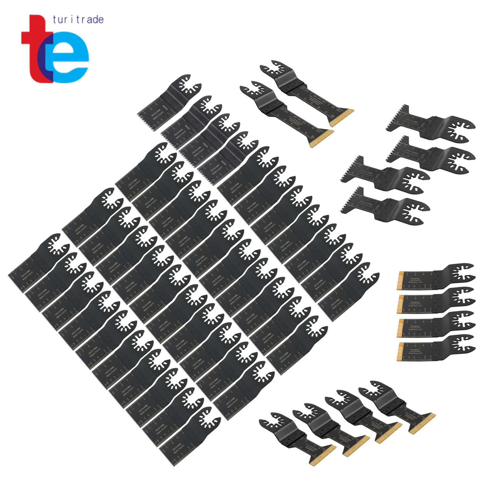 55 PCS 6 Types Universal Titanium Oscillating Saw Blades Multitool Blades Kit