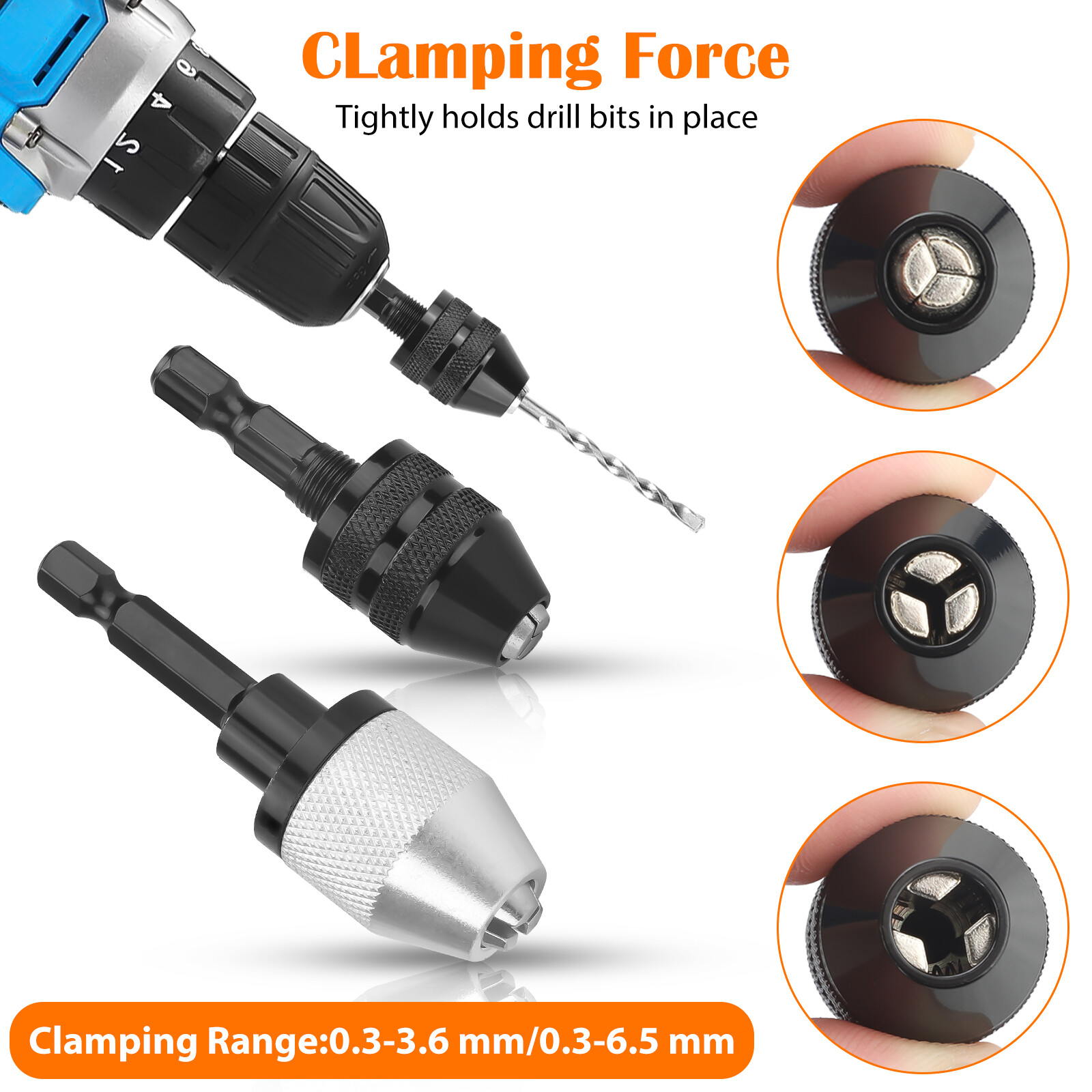 2x 1/4″ Hex Shank Keyless Drill Chuck Conversion Adapter Bit Quick Change Driver