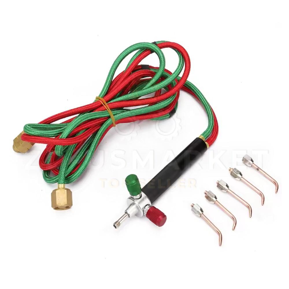 Mini Oxygen Gas Torch Acetylene Welding Soldering Gun Tool Kit 5Replaceable Tips