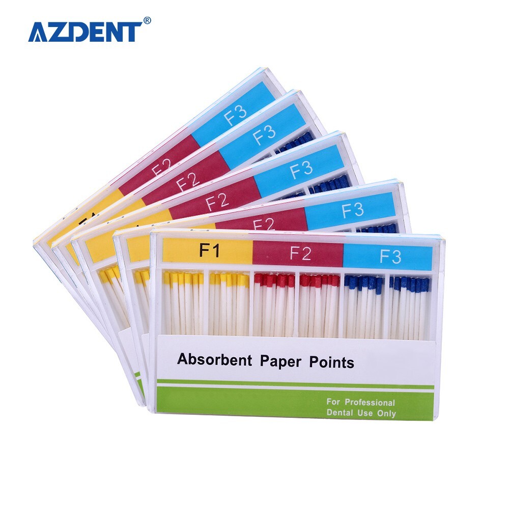 100PCS Dental Puntos Absorbentes de endodoncia para Endo Root Canel F1, F2, F3