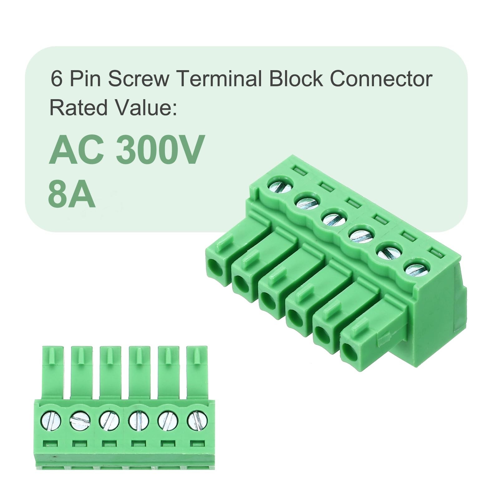 10PCS 6-Pin PCB Mount Screw Terminal Block Connectors 3.81mm/0.15inch Pitch C…