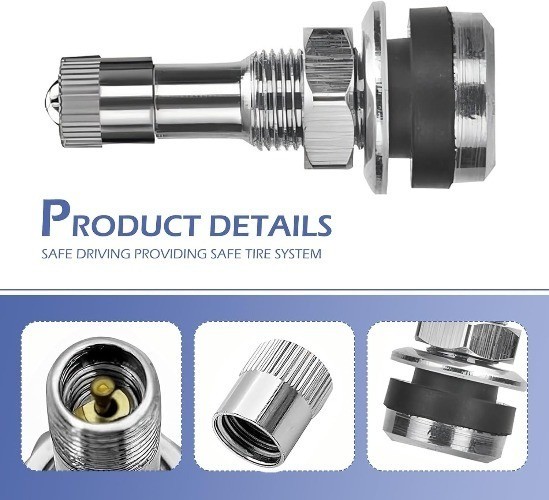 4 PCS Metal Valve Stems, Tire Valve Stems Outer Mount for Tubeless Tires, Fits 0