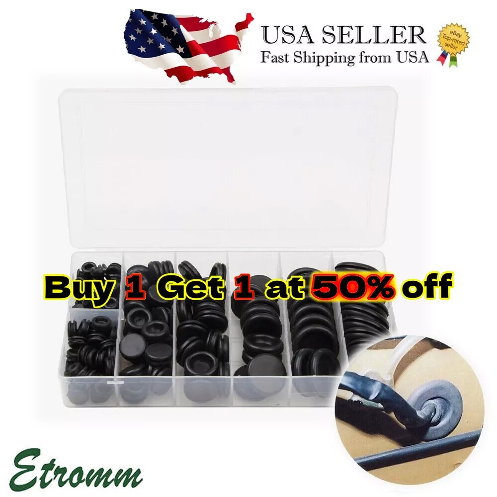 170PCS Rubber Grommet Electrical Wiring Gasket Assortment Firewall Hole Plug Kit