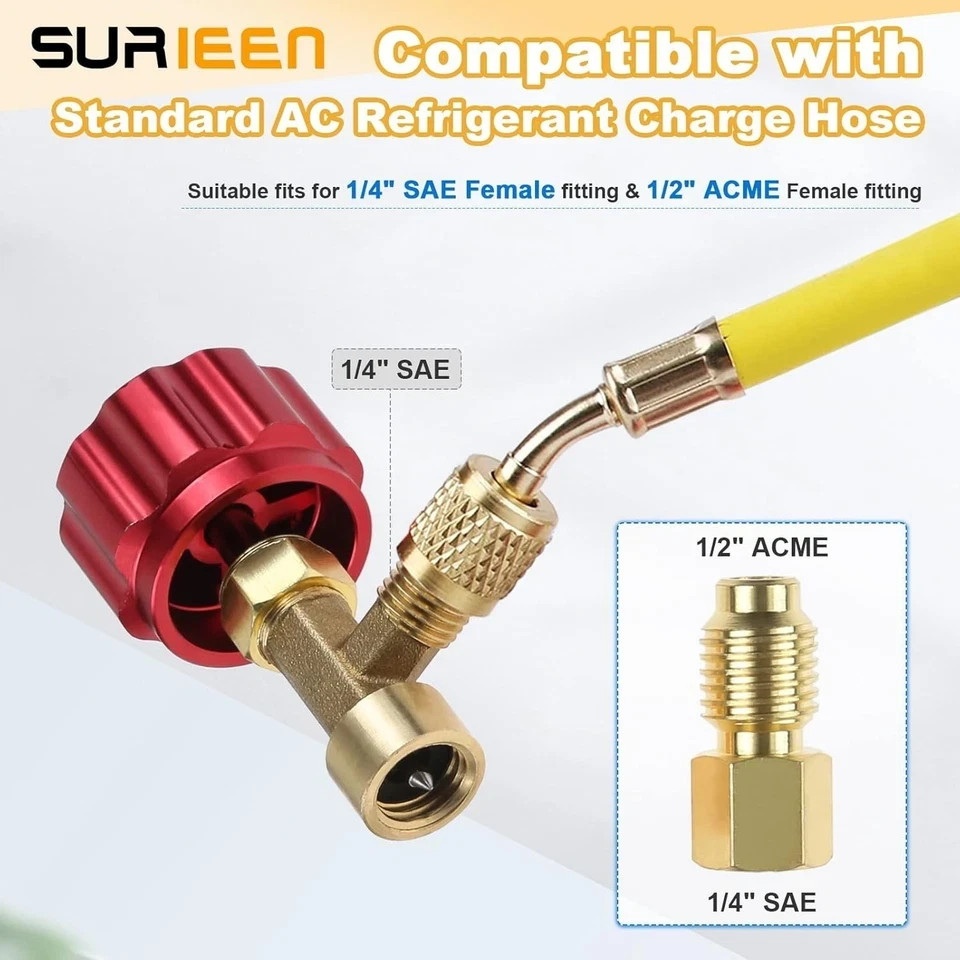 R134A Can Tap Valve – Self-Sealing & Puncture Style w/ Tank Adapter for A/C