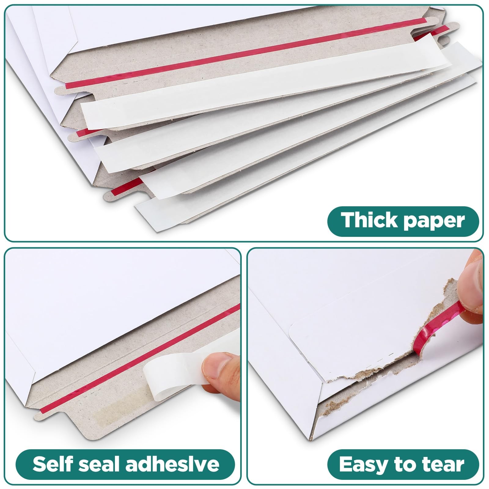 100 Pack 6.5×4.5 Inch Rigid Mailers Self Seal Stay Flat White Cardboard Photo…