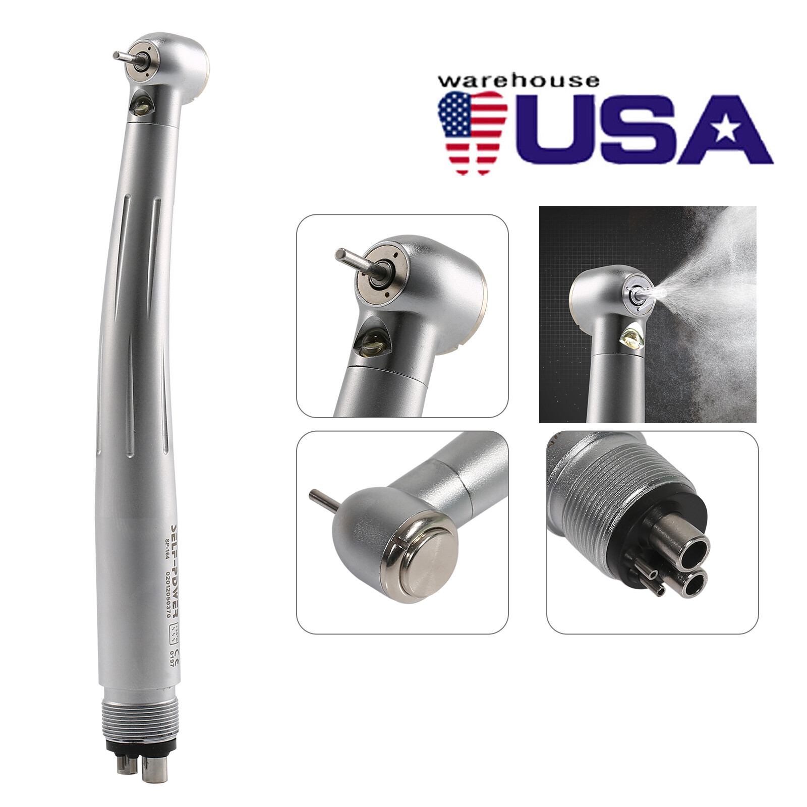 NSK Style Dental Fiber Optic High Speed Turbine Handpiece LED E-generator 4Hole