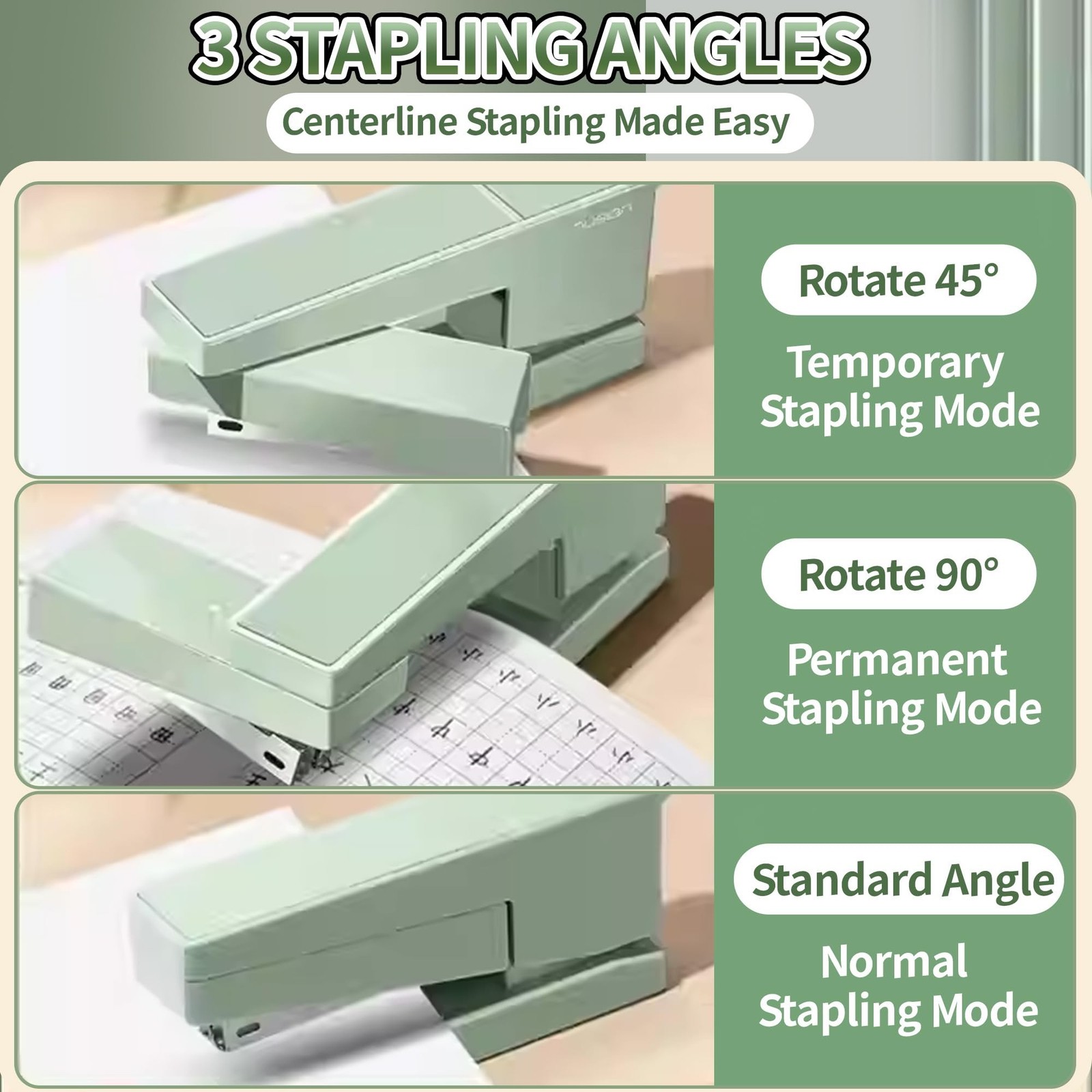 Swing-Arm Desktop Stapler, 360° Rotating Base, 25-Sheet Capacity, Fits 24/6