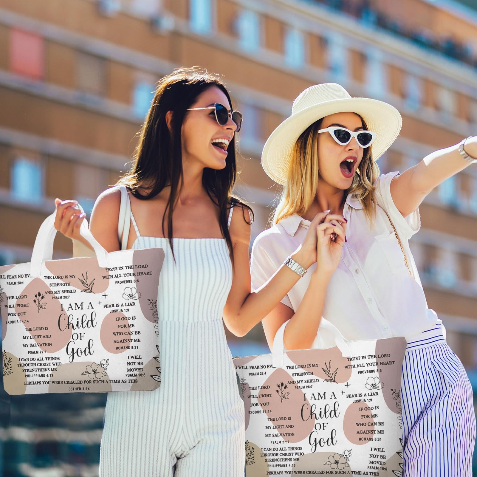 Abbylike 2 Pcs Christian Canvas Tote Bag for Women One Size, As Pictures Show