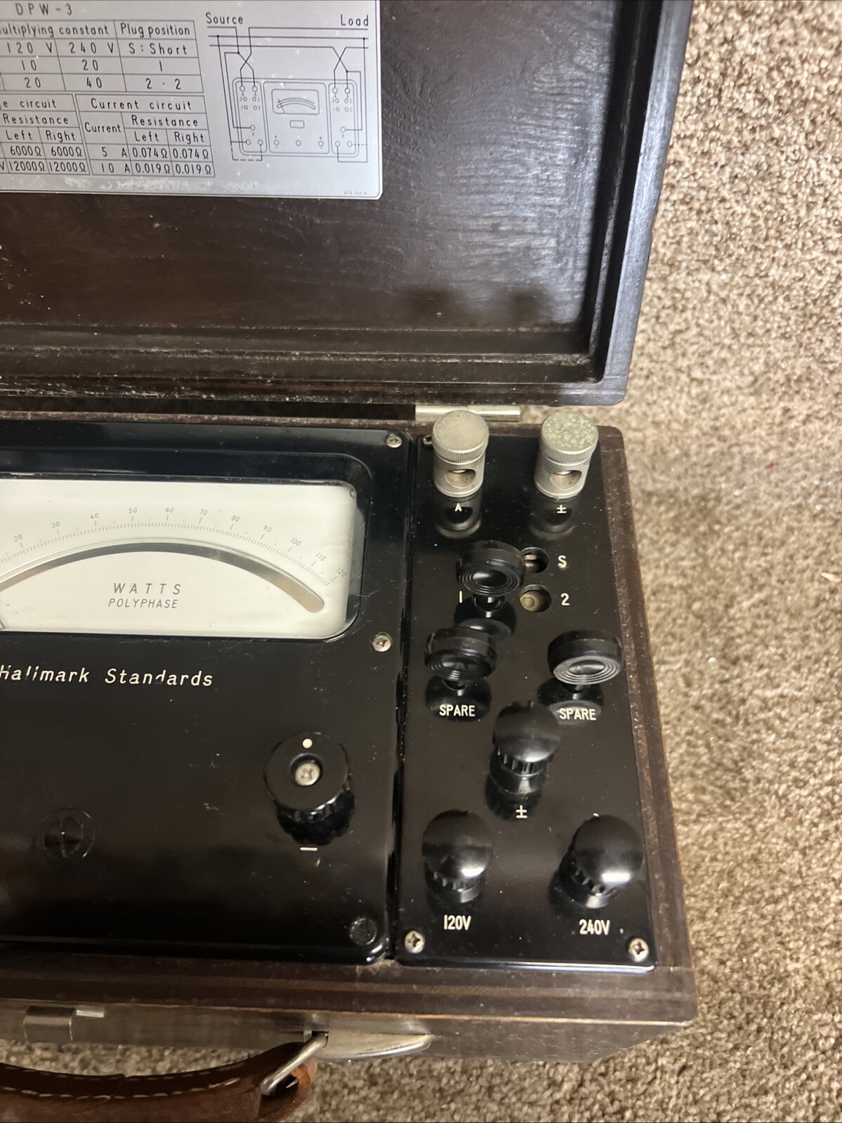 Hallmark Standards Portable Polyphase Wattmeter Vintage