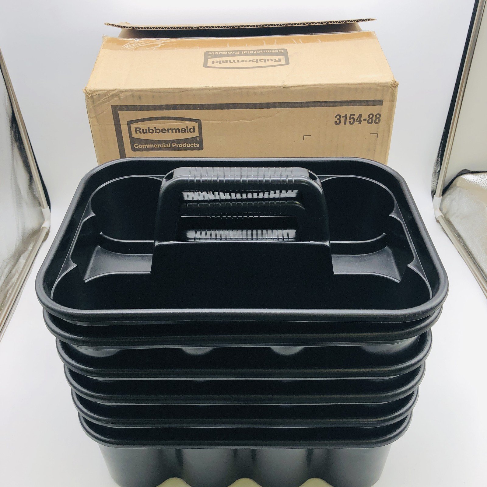 Rubbermaid FG315488BLA Carry Caddy Food Delivery Cleaning Water Bottles Blck 6pk