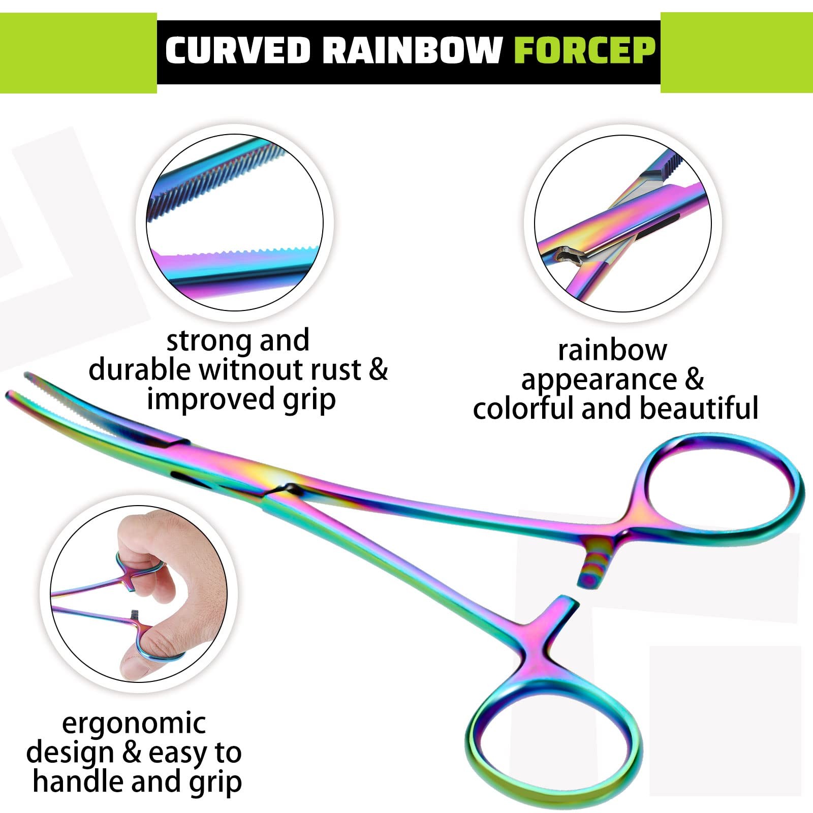 2 Pieces Hemostat Curved and Straight Rainbow Hemostat Forceps Piercing Plier…