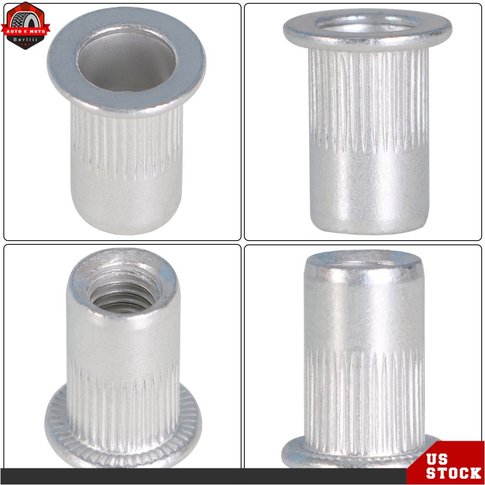 Aluminum Rivet Nut rivnut Insert Nut Pack Of 100 M6 6mm Flat Head NEW