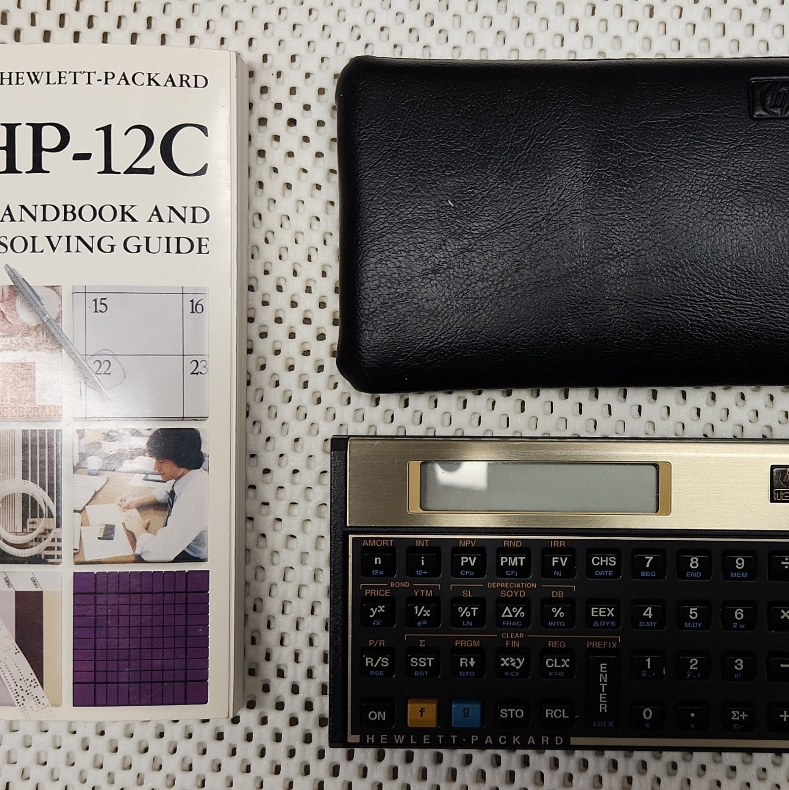 Title (80 char max): Vintage HP 12C Financial Calculator USA Made 1980s w/ Case