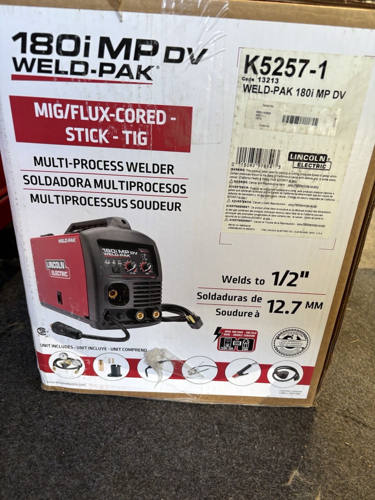 Lincoln Electric WELD-PAK 180i MP DV Multiprocess Welder MIG Stick TIG K5257-1