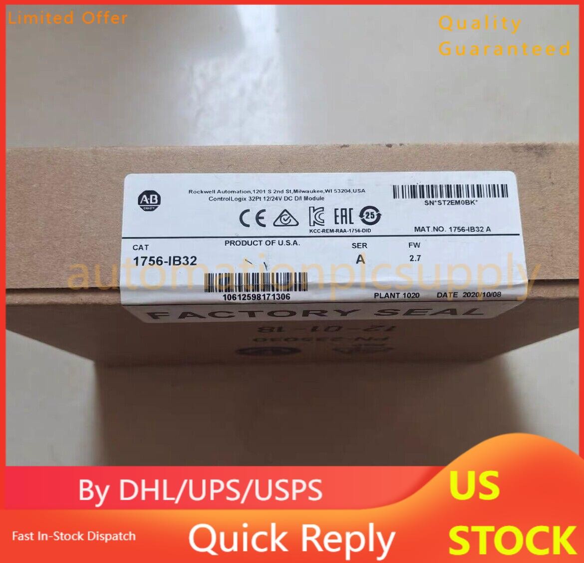 New Factory Sealed AB 1756-IB32 SER A ControlLogix 32 Pt 12/24V Module 1756IB32