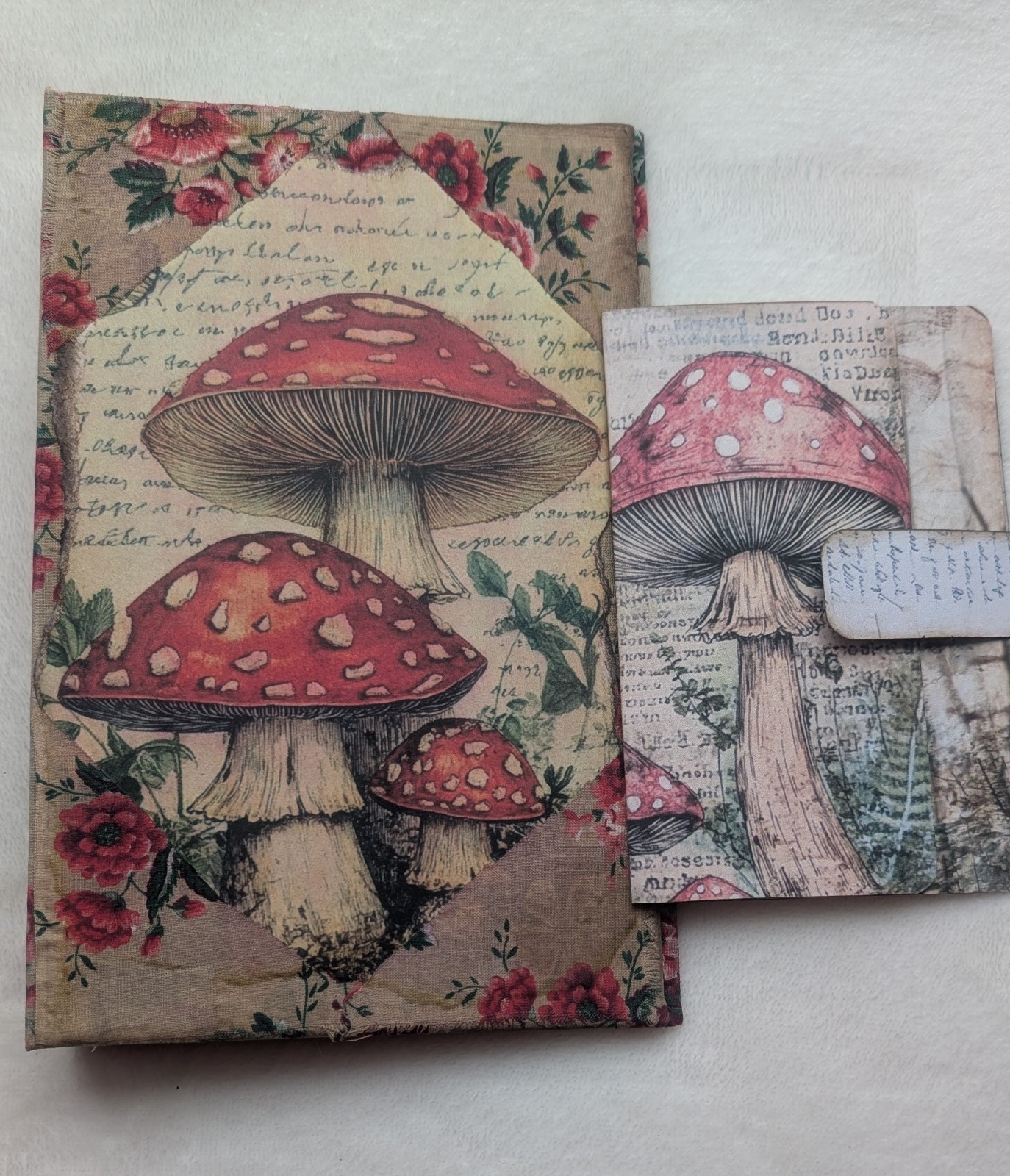 Handmade Grungy Mushroom Forest Junk Journal Book/Covers Only No Signatures DIY