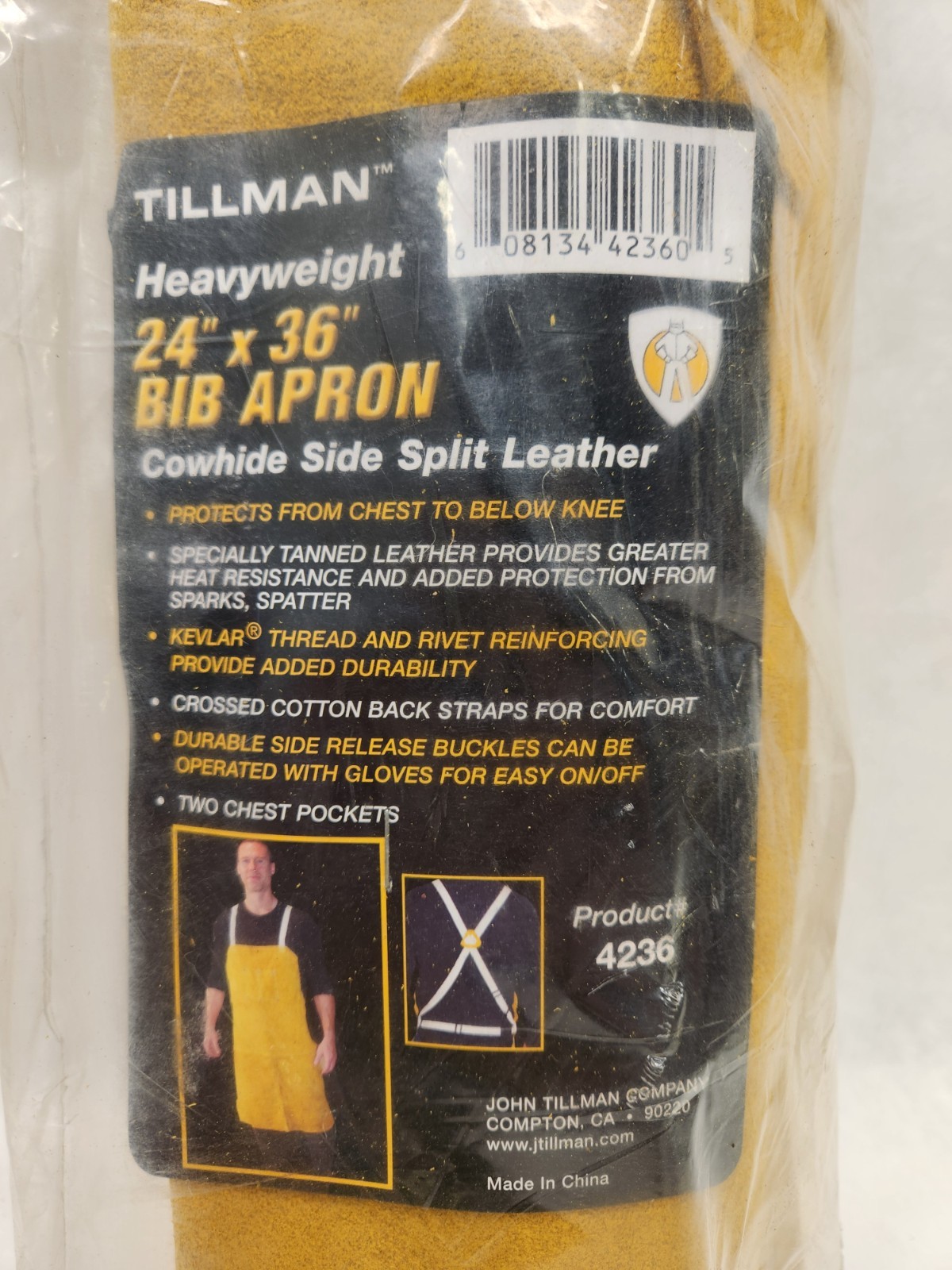 NEW IN PACK – Tillman 4236 Heavyweight Cowhide Leather Bib Apron 24″ X 36″