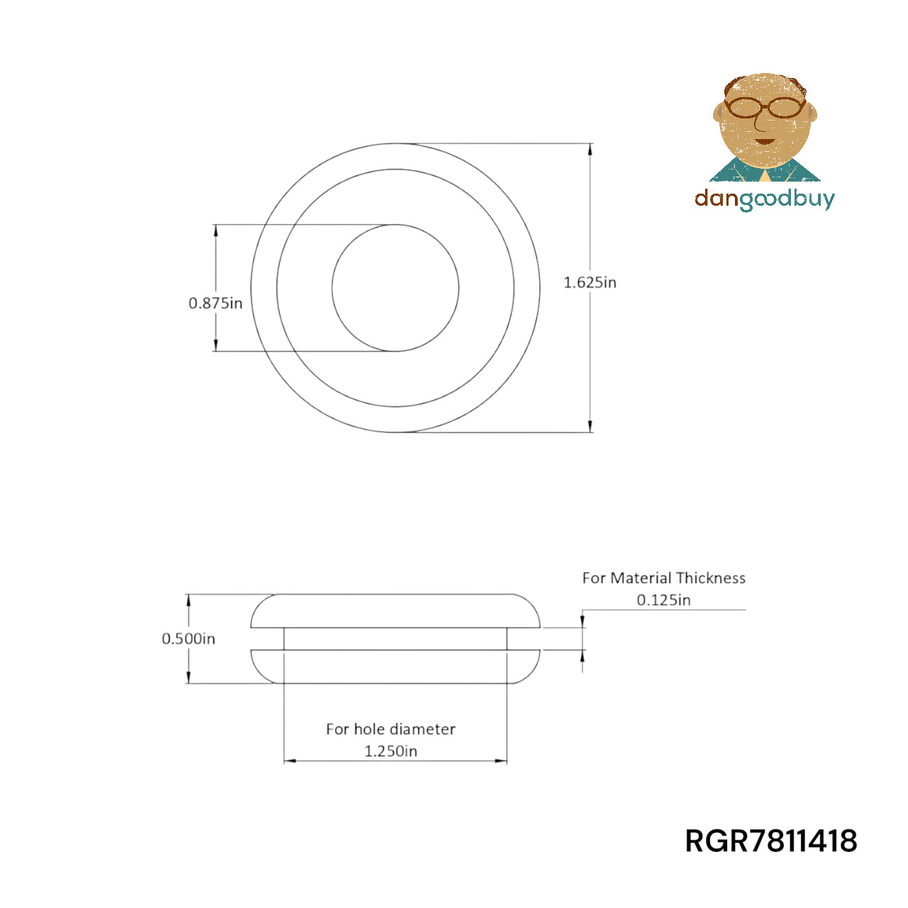 Rubber Grommets Fits 1 1/4″ Inch Opening in 1/8″ Thick Panel Has 7/8″ Inner Hole