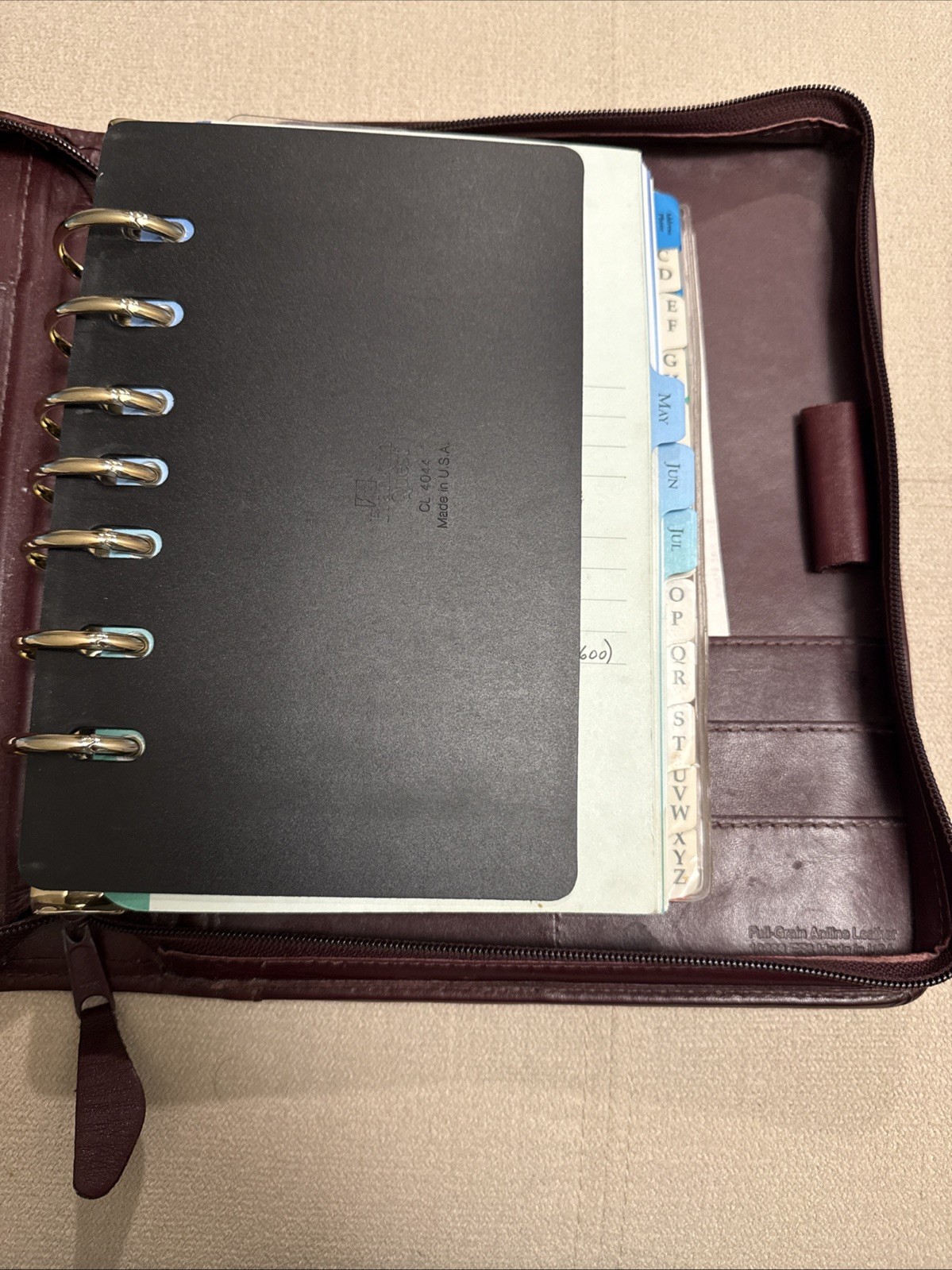 Franklin Quest Burgundy Planner Zip Classic Size W/ Vintage Inserts *see pics