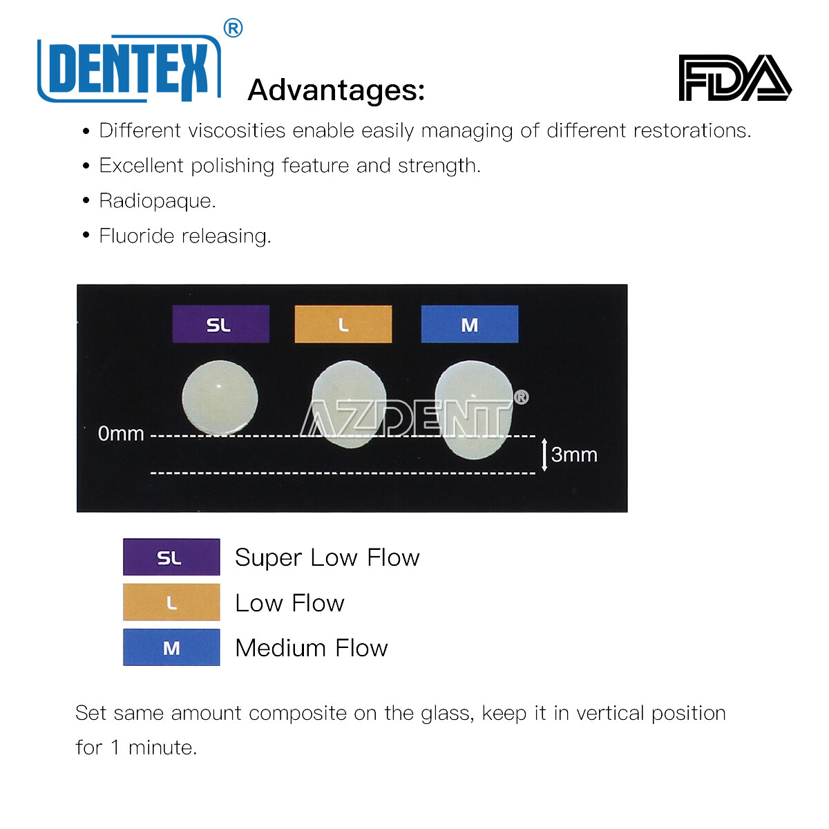DENTEX Dental Universal/Flowable Light Cure Composite Resin A1 A2 A3 Shade USA