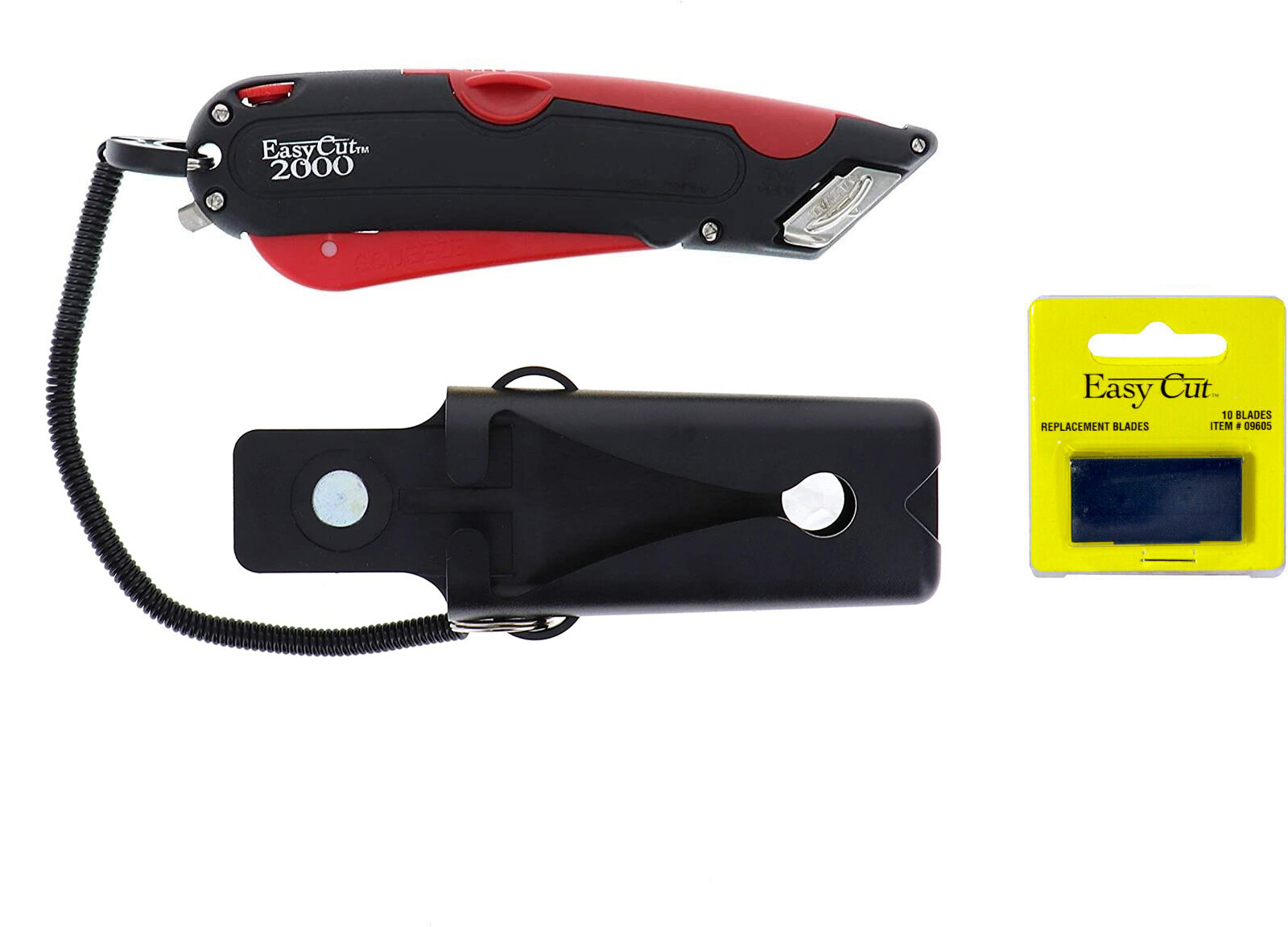 Easy Cut 2000 RED Safety Box Cutter Knife Easycut & PACK 0F 10 BLADES