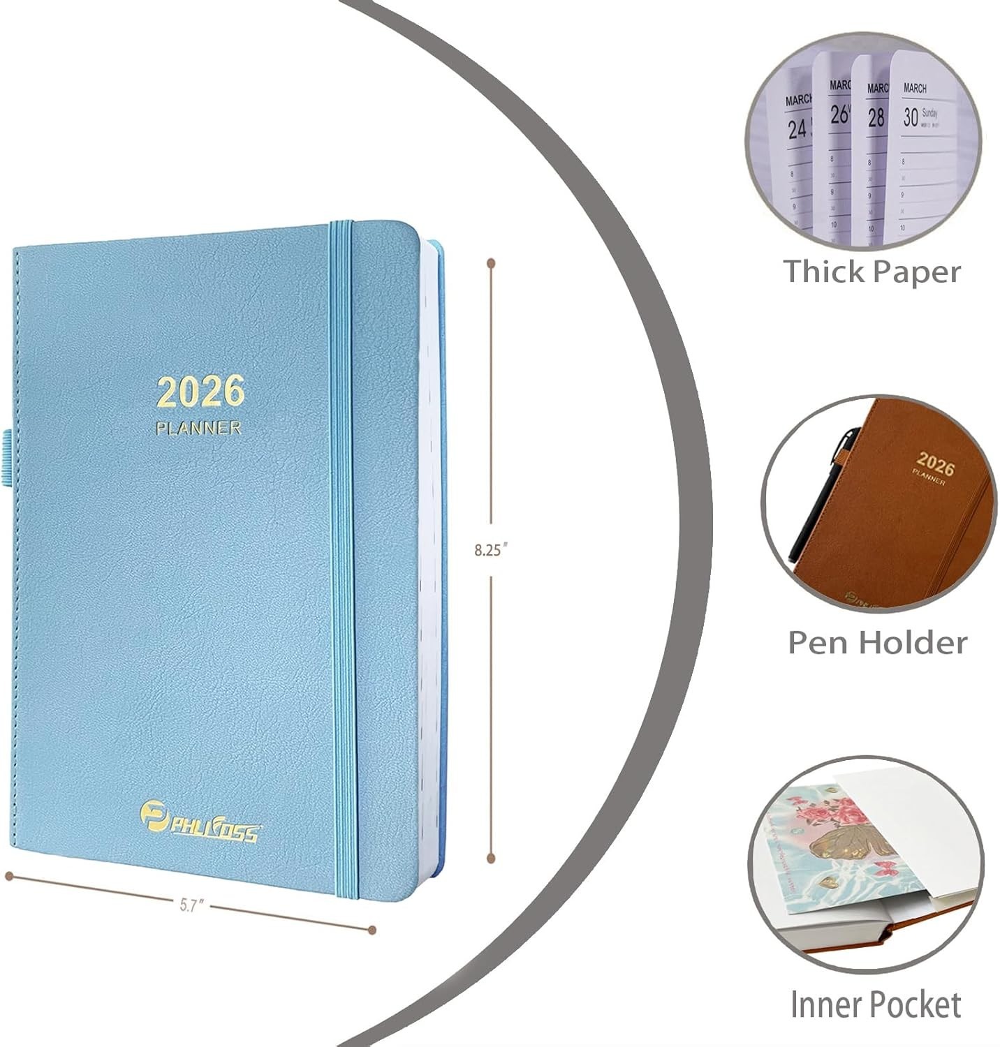 2026 Daily Planner/Calendar One Page Per Day Daily Monthly Agenda Planner Time S