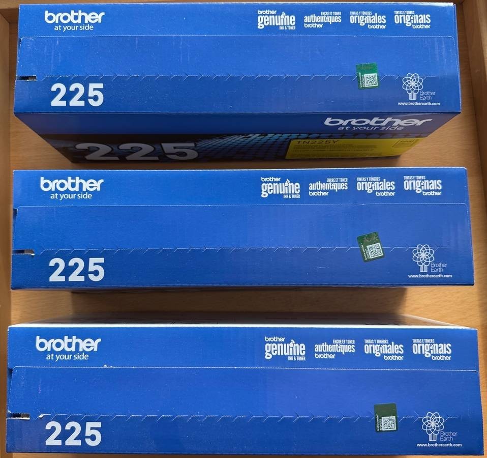 Brother TN225C TN225M TN225Y Toner Set High Yield CMY Factory Sealed