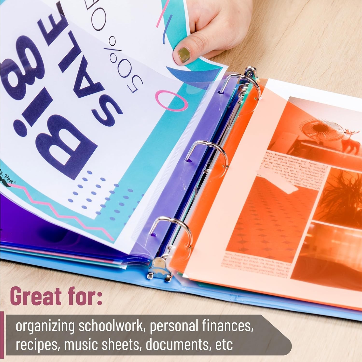 8 Colorful Pocket Dividers for Binders – Durable, Tear-Resistant & Customizable