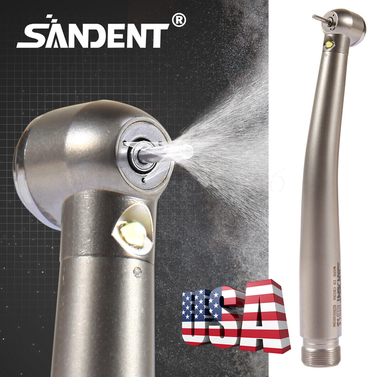 Pieza de mano LED turbina alta velocidad fibra óptica dental estilo NSK 2 Holes