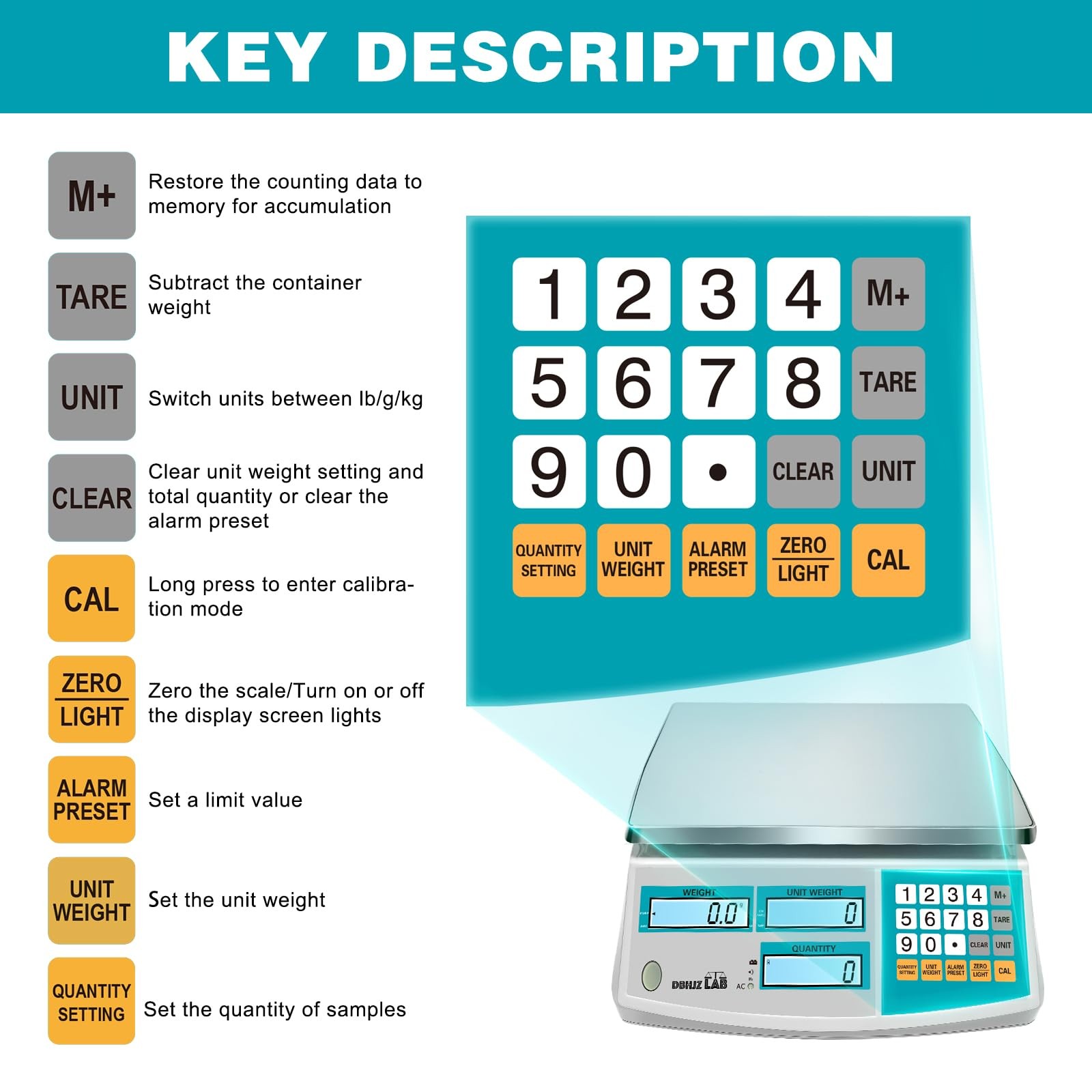 Counting Scale 30kg/66lb x 0.1g for Small Parts, Coins, Pieces, Tickets