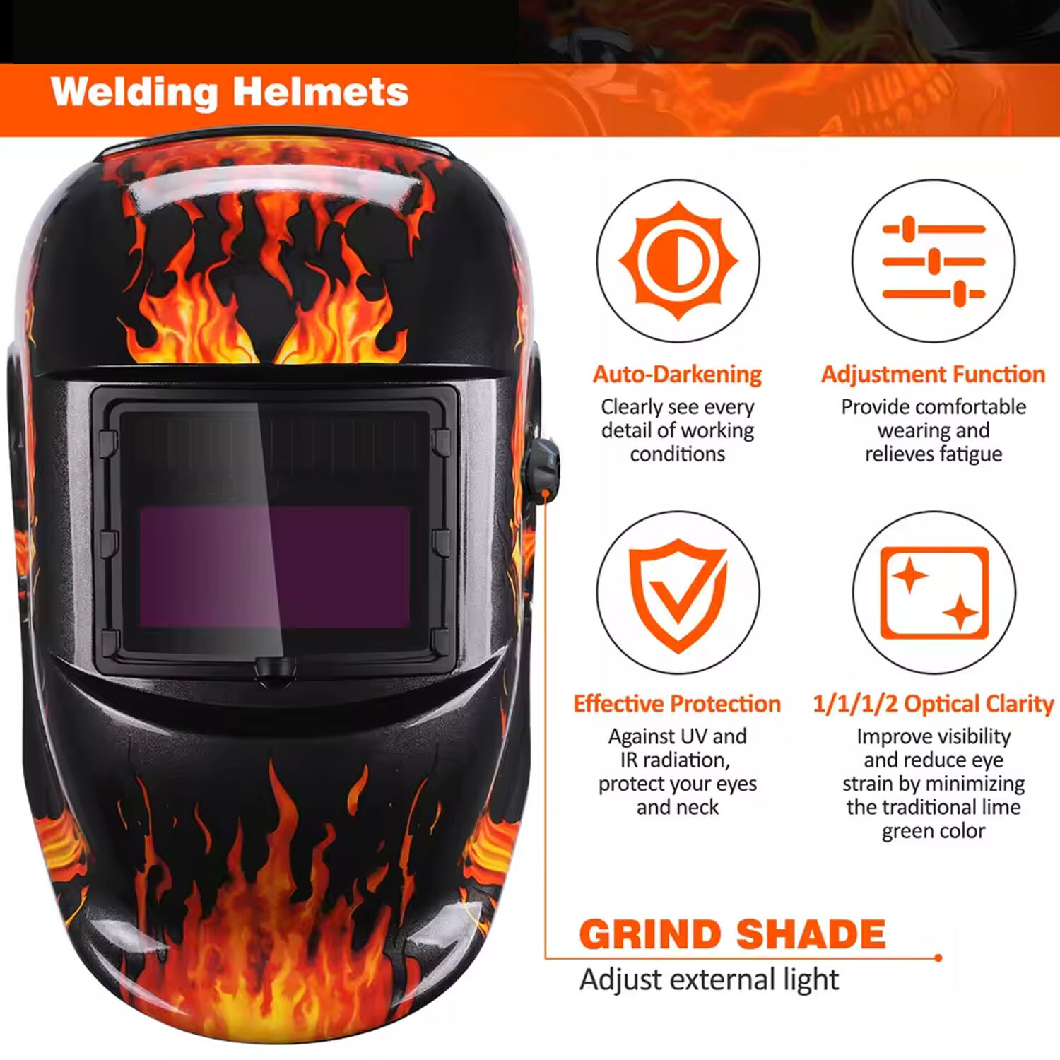 True Color Solar Powered Auto Darkening Welding Hood Helmet for TIG MIG ARC