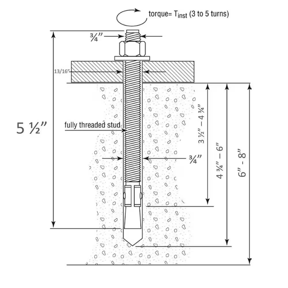 3/4 In. X 5-1/2 In. Zinc-Plated Steel Hex Nut-Head Concrete Wedge Anchors (10-Pa