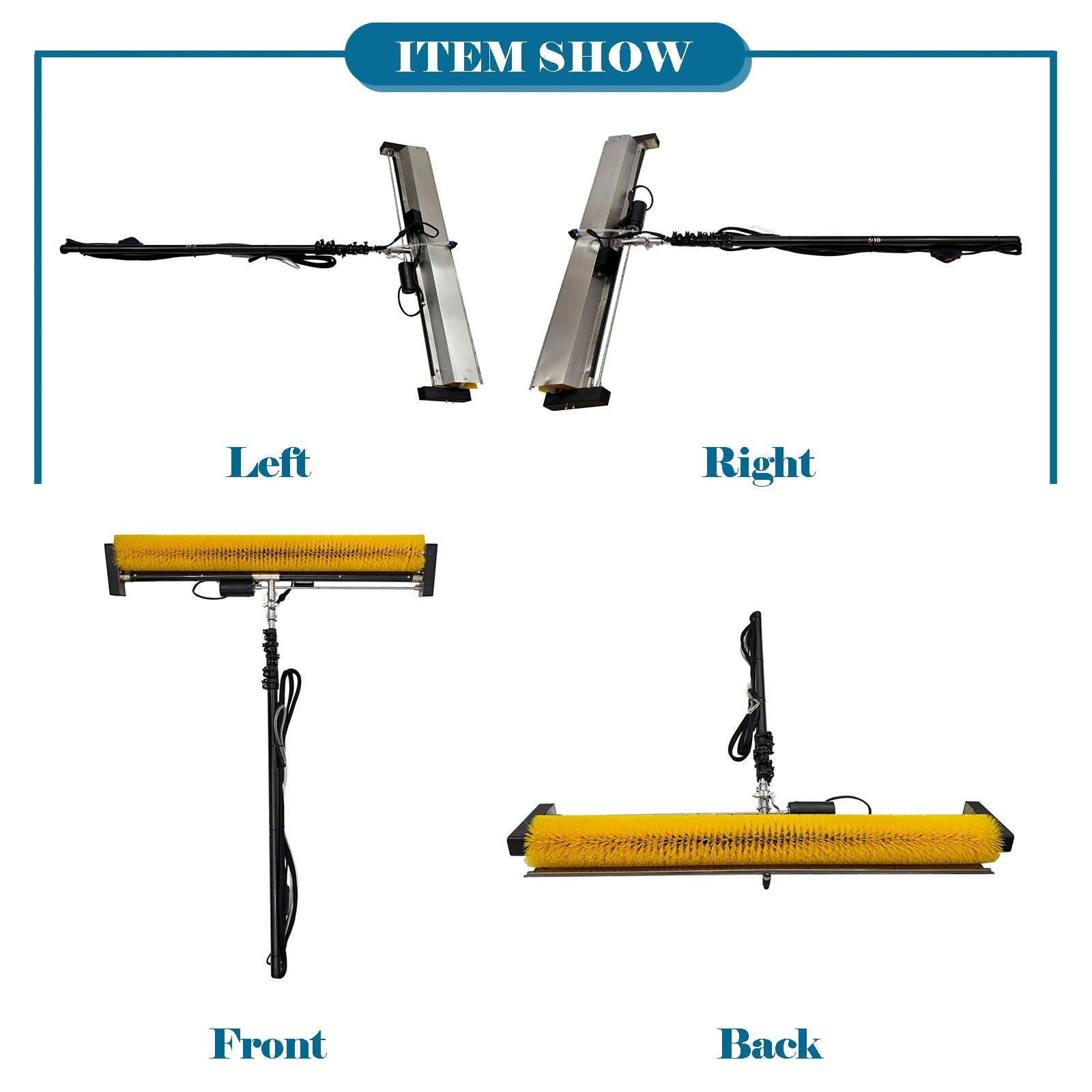 Electric Photovoltaic Panel Cleaning Machine 110V 11.5FT Pole 1.1M Roller Brush