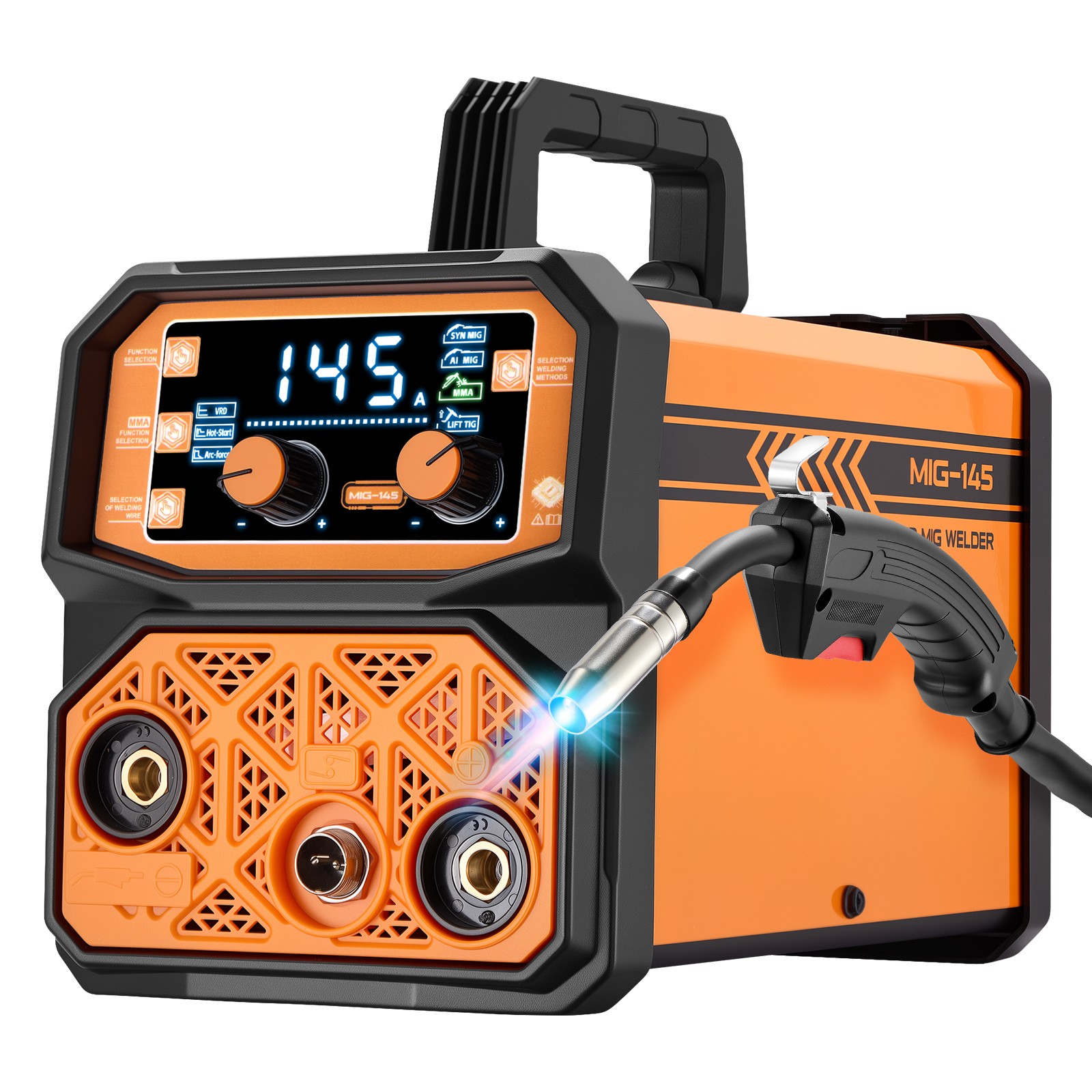 110V Digital MIG Welder 3 Functions Gasless Flux Core Stick Lift TIG Welding