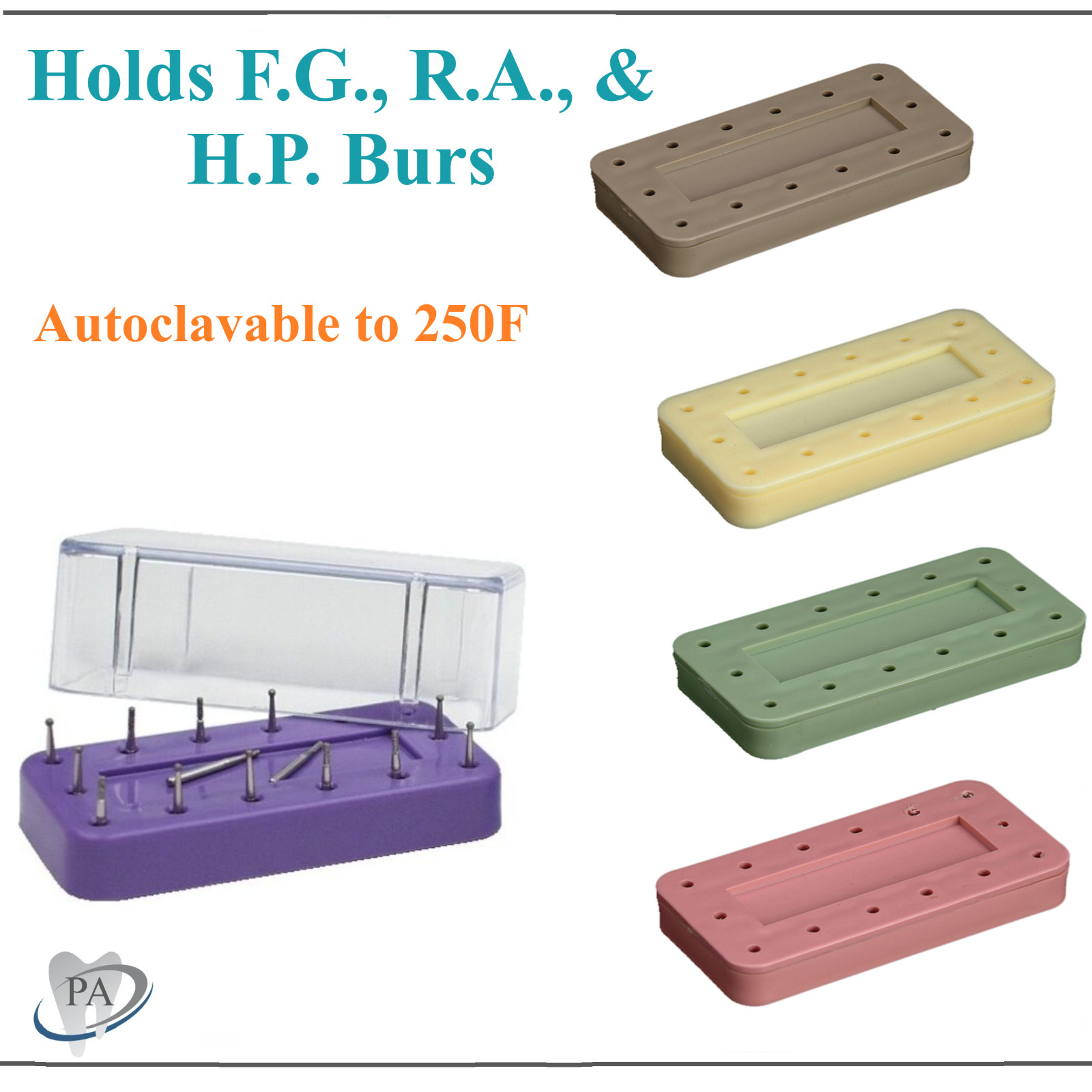 Dental RECTANGULAR Magnetic Lab Bur Block Holder Station Holds 14 Burs FG, HP RA
