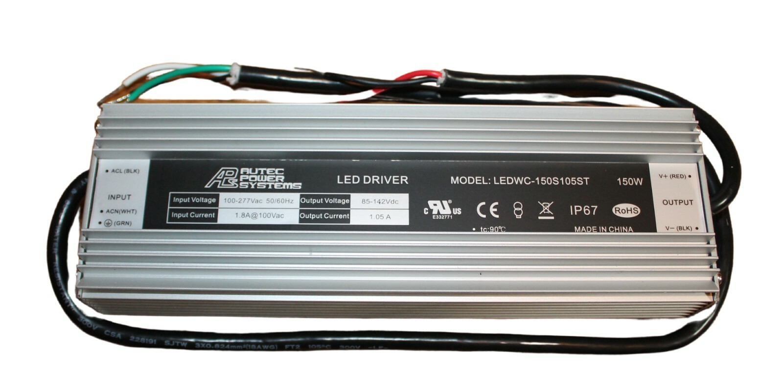 Autec LED Driver LEDWC-150s105ST 150 watt 100-277 Vac 5-/60hz 85-142 Vdc NEW