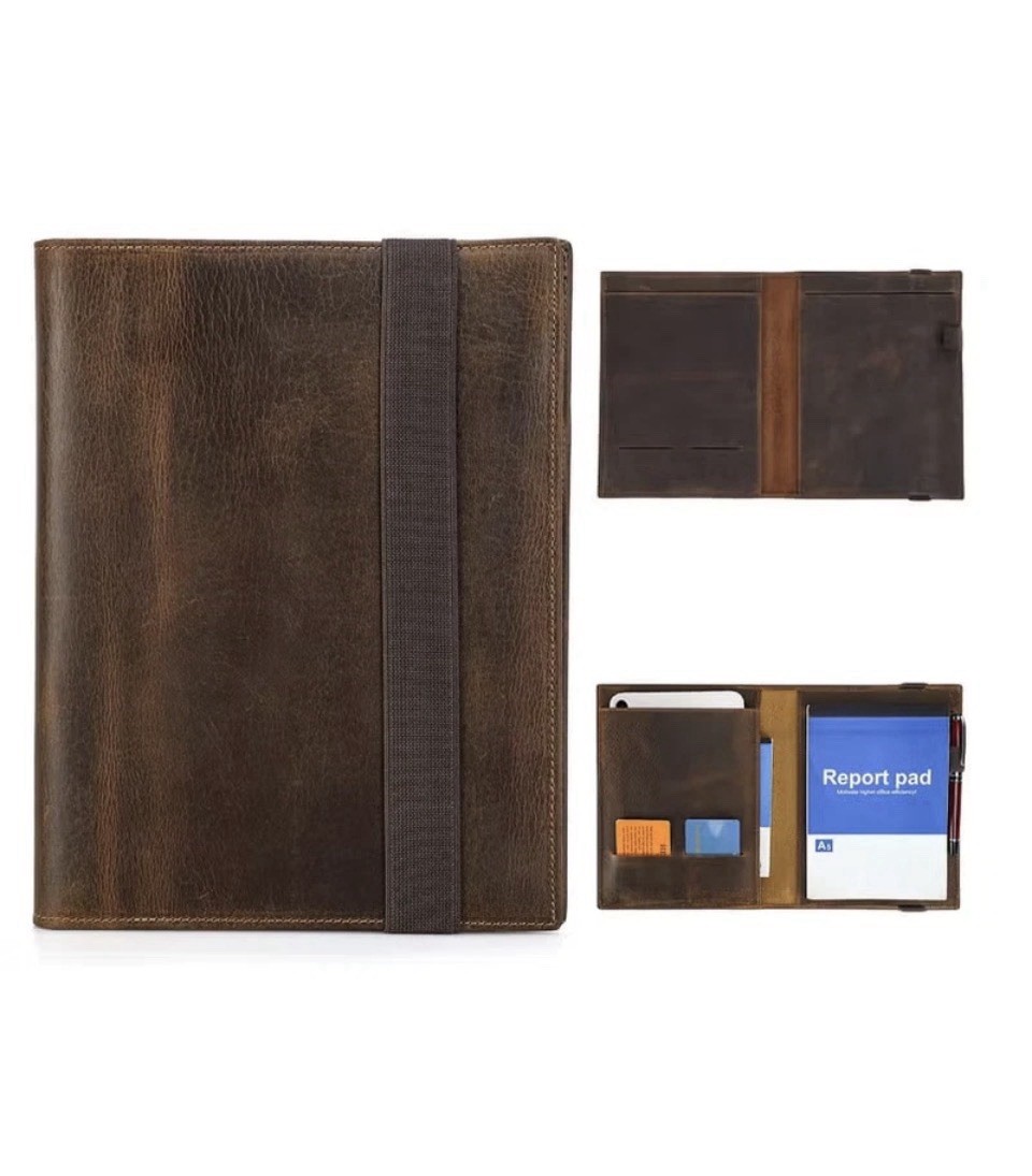 Crazy Horse handmade Genuine Leather iPad Portfolio & Travel Notebook Organizer