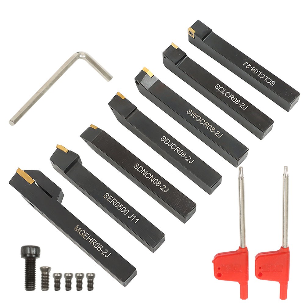 7PCS 7 Pieces/Set 1/2» Indexable Carbide Turning Tool Set in Fitted Box