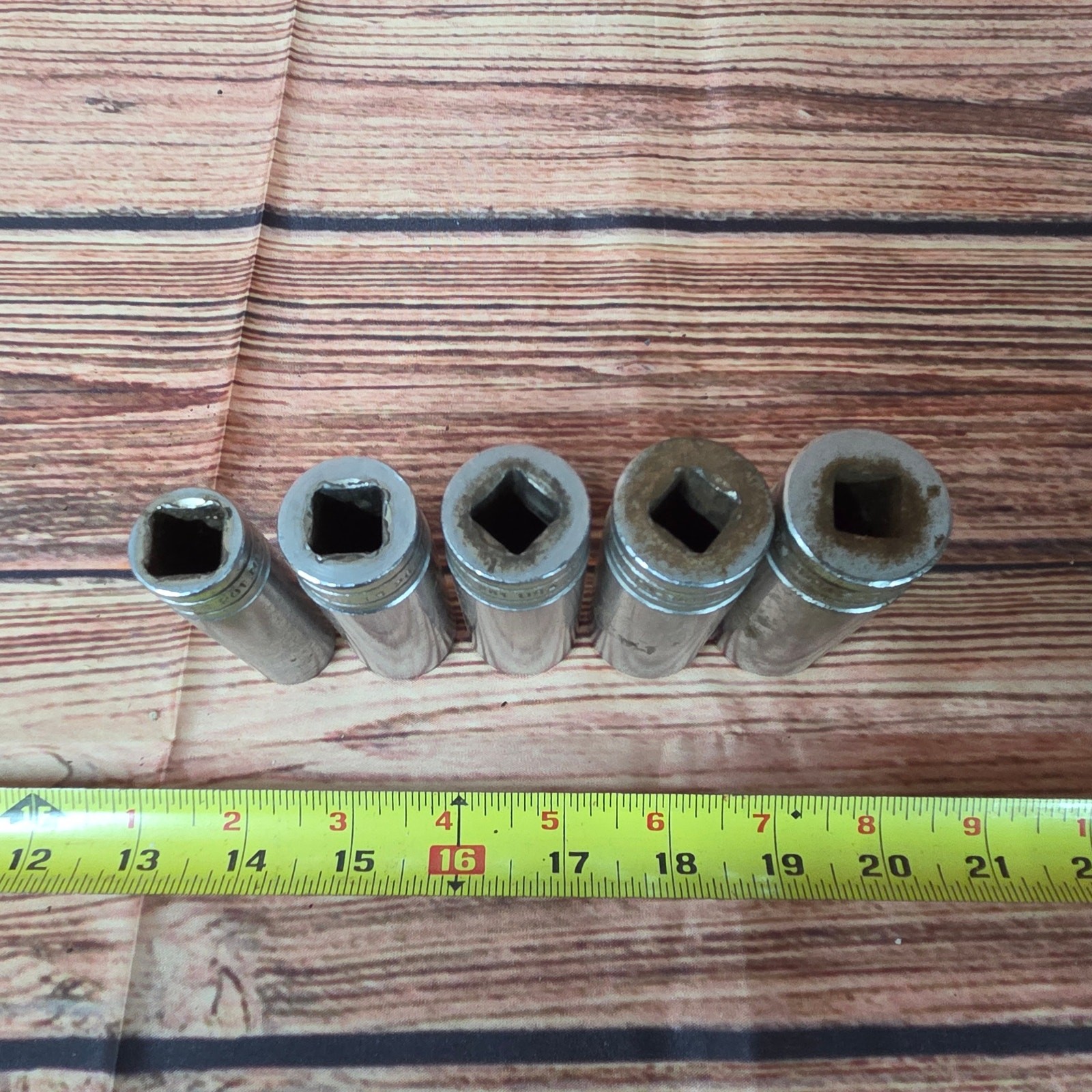 Snap-on 1/2 drive standard deep sockets 5/8,13/16,7/8,15/16,1″ 5 pieces