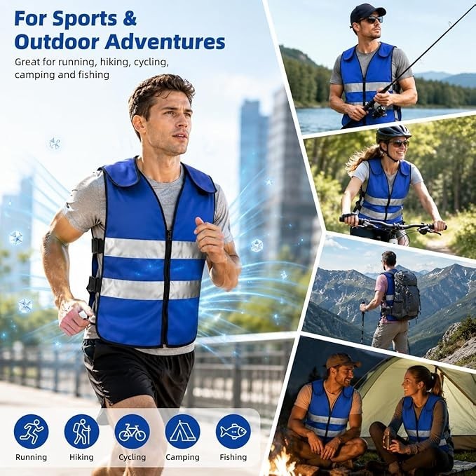 Cooling Vest with 20 Reusable Ice Packs – Adjustable Size for Outdoor Activities